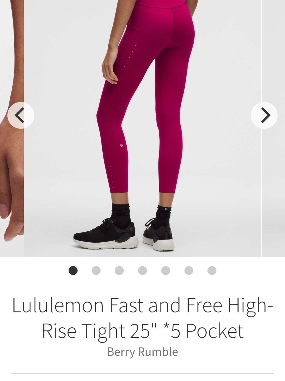 NWT Lululemon Fast and Free High-Rise 25" Tight W/pockets- Berry Rumble Sz 14